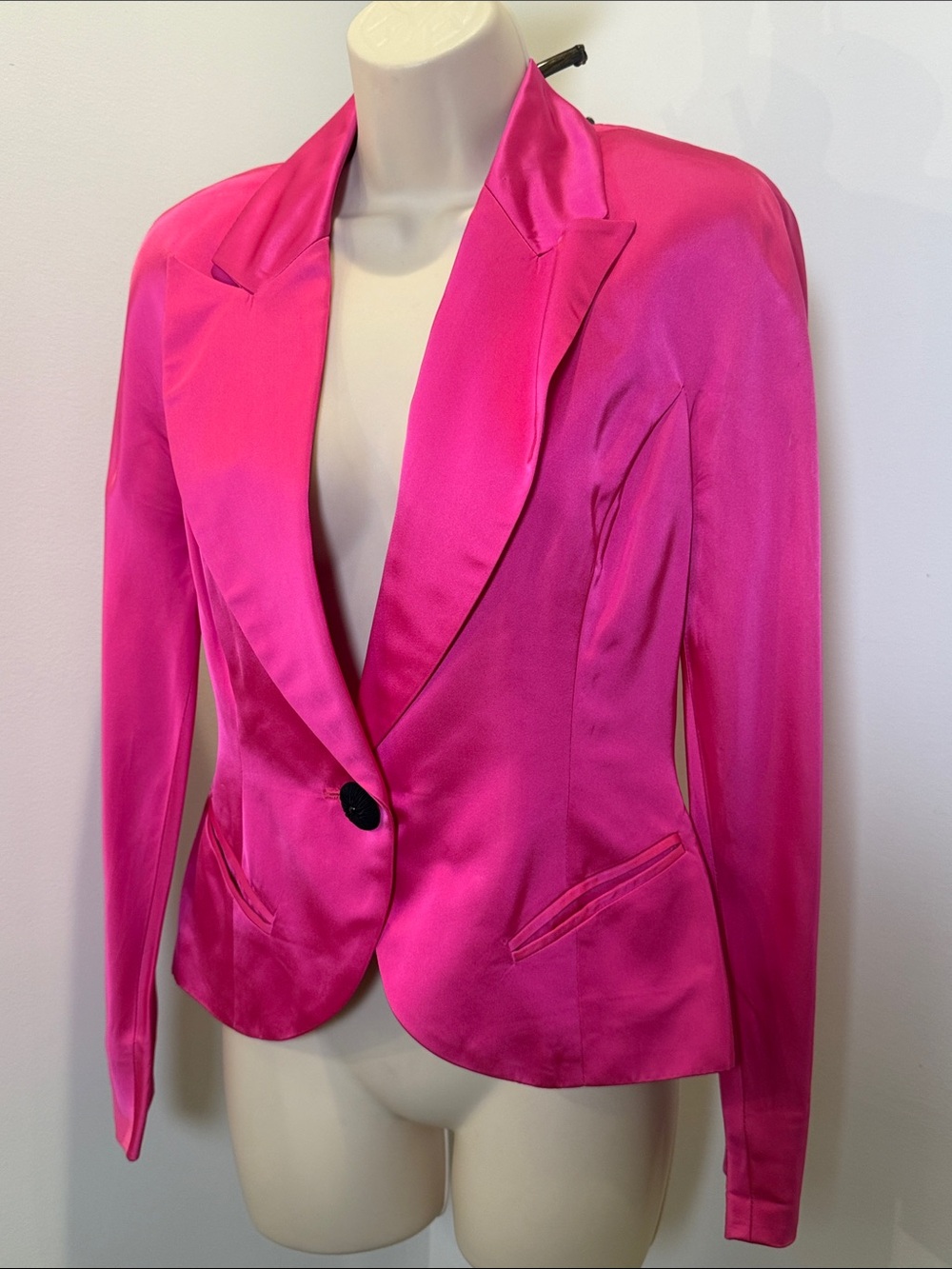 Vintage Christian Dior Hot Pink Satin Single-Button Blazer * read description*